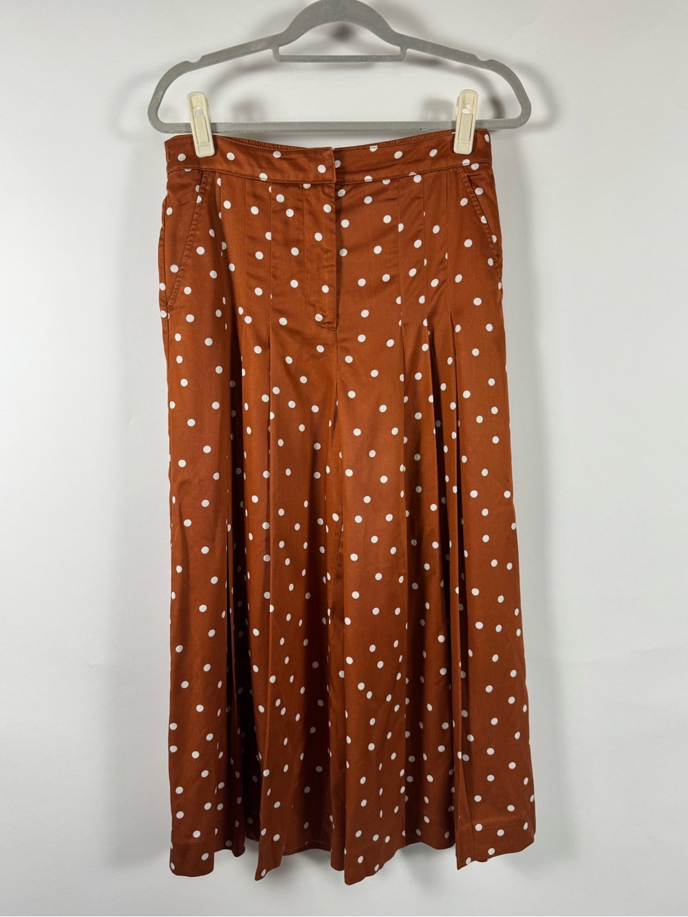 Anthropologie Rust Brown Polka Dot Wide-Leg Jumpsuit